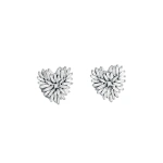 Suzanne Kalan Classic Diamond Small Heart Studs in 18K White Gold | Fine Earrings | Coveti