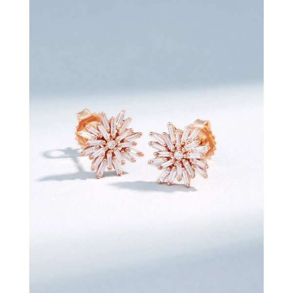 Suzanne Kalan Classic Diamond Spark Studs in 18K Rose Gold | Fine Earrings | Coveti