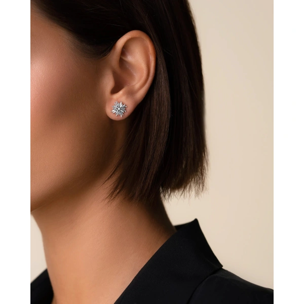 Suzanne Kalan Classic Diamond Spark Studs in 18K White Gold | Fine Earrings | Coveti