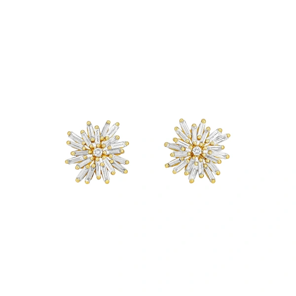 Suzanne Kalan Classic Diamond Spark Studs in 18K Yellow Gold | Fine Earrings | Coveti