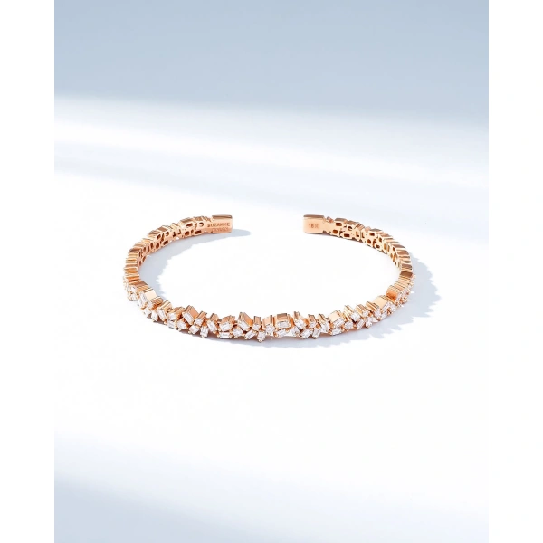 Suzanne Kalan Classic Diamond Sparkler Bangle in 18K Rose Gold | Fine Bracelets | Coveti