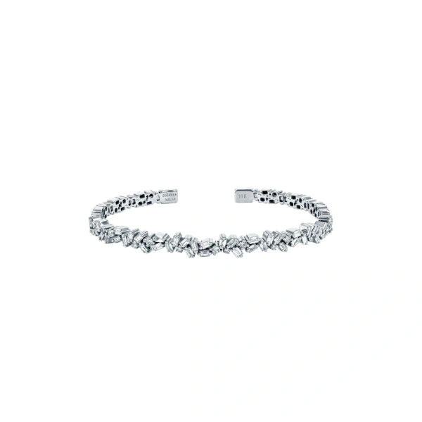 Suzanne Kalan Classic Diamond Sparkler Bangle in 18K White Gold | Fine Bracelets | Coveti