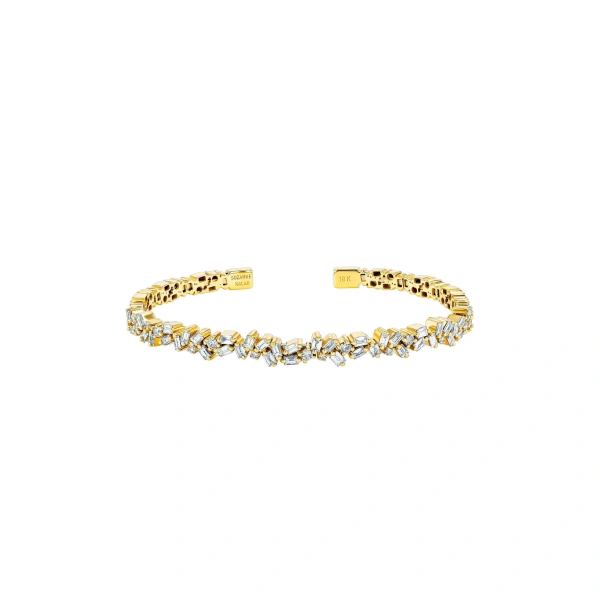 Suzanne Kalan Classic Diamond Sparkler Bangle in 18K Yellow Gold | Fine Bracelets | Coveti