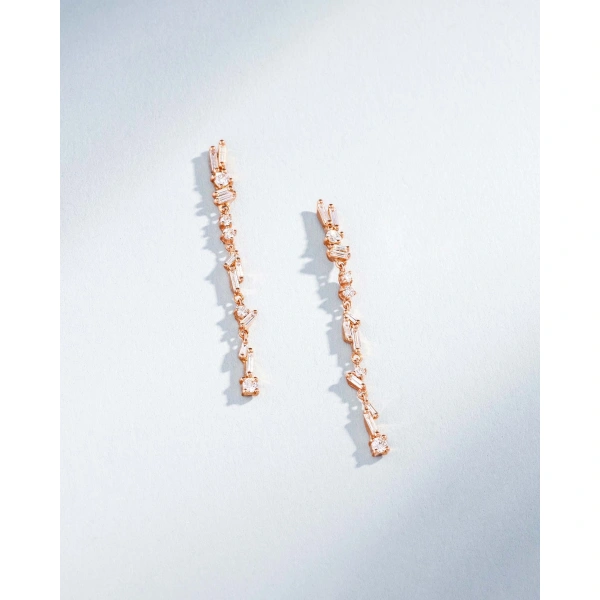 Suzanne Kalan Classic Diamond Sparkler Drop Earrings in 18K Rose Gold | Fine Earrings | Coveti