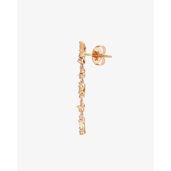 Suzanne Kalan Classic Diamond Sparkler Drop Earrings in 18K Rose Gold | Fine Earrings | Coveti