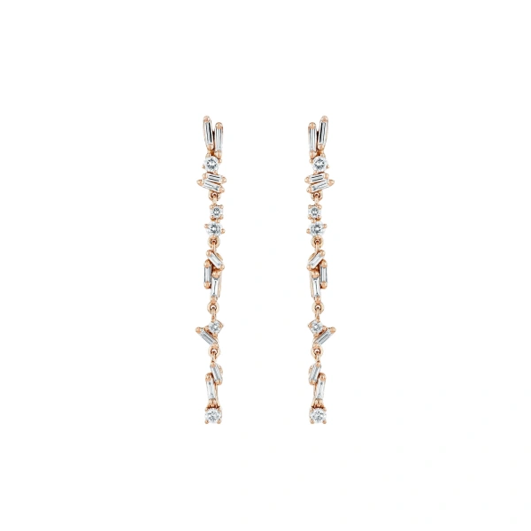 Classic Diamond Sparkler Drop Earrings in 18K Rose Gold