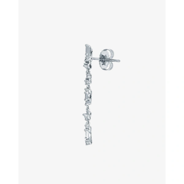 Suzanne Kalan Classic Diamond Sparkler Drop Earrings in 18K White Gold | Fine Earrings | Coveti