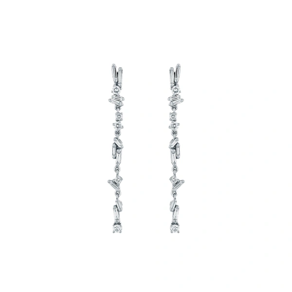 Suzanne Kalan Classic Diamond Sparkler Drop Earrings in 18K White Gold | Fine Earrings | Coveti
