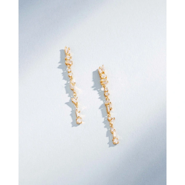 Suzanne Kalan Classic Diamond Sparkler Drop Earrings in 18K Yellow Gold | Fine Earrings | Coveti