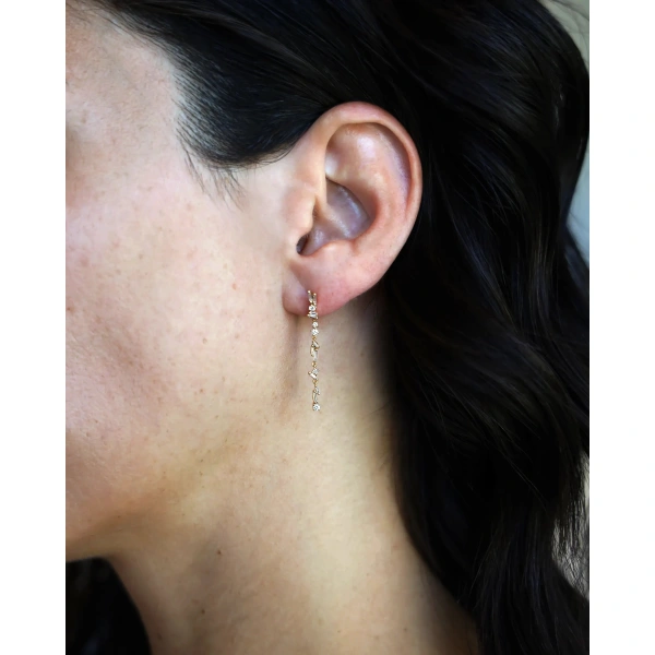 Suzanne Kalan Classic Diamond Sparkler Drop Earrings in 18K Yellow Gold | Fine Earrings | Coveti