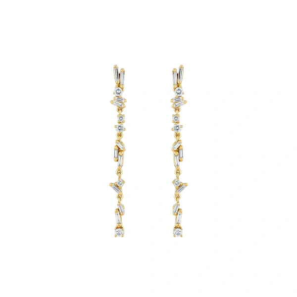 Suzanne Kalan Classic Diamond Sparkler Drop Earrings in 18K Yellow Gold | Fine Earrings | Coveti