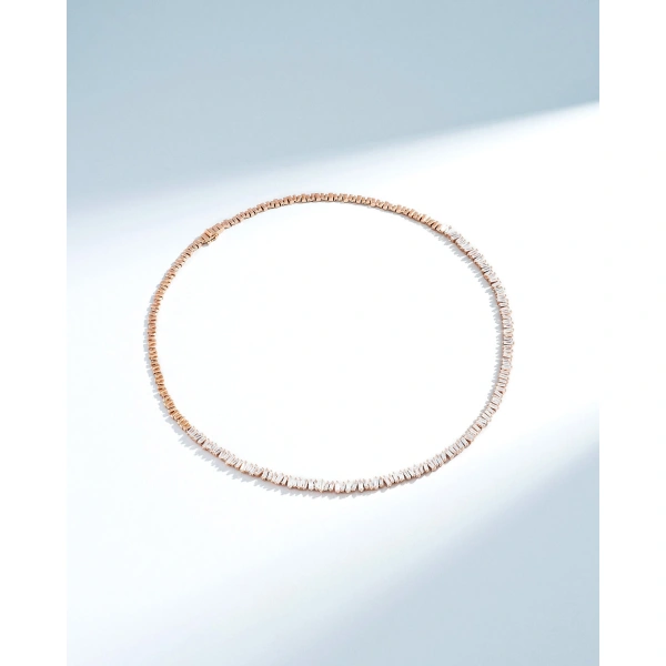 Suzanne Kalan Classic Diamond Tennis Necklace in 18K Rose Gold | Fine Necklaces | Coveti