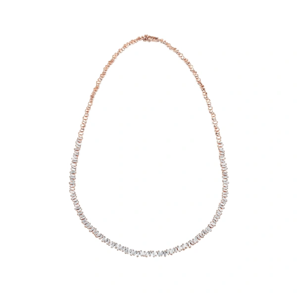 Suzanne Kalan Classic Diamond Tennis Necklace in 18K Rose Gold | Fine Necklaces | Coveti
