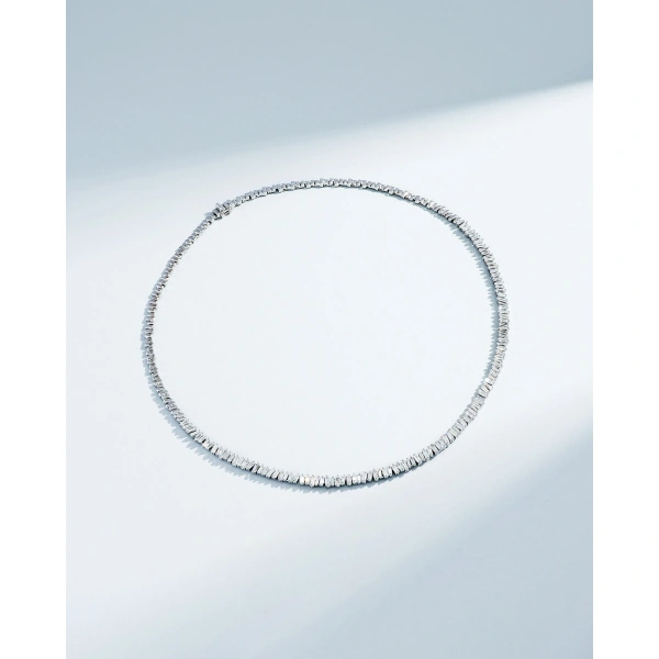 Suzanne Kalan Classic Diamond Tennis Necklace in 18K White Gold | Fine Necklaces | Coveti