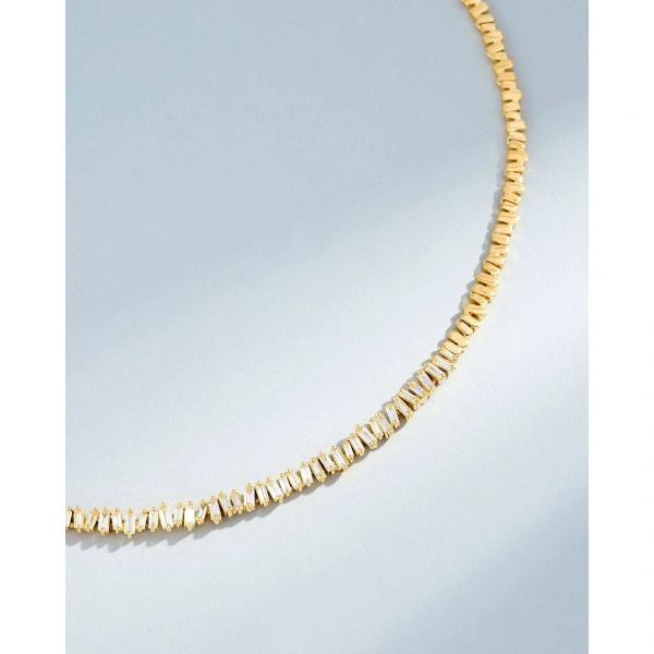 Suzanne Kalan Classic Diamond Tennis Necklace in 18K Yellow Gold | Fine Necklaces | Coveti