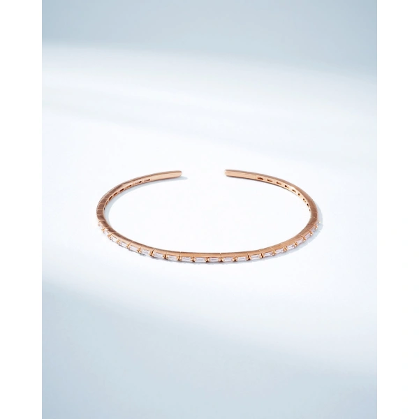 Suzanne Kalan Classic Diamond Thin Bangle in 18K Rose Gold | Fine Bracelets | Coveti