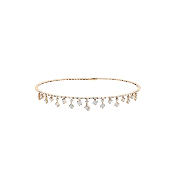 Suzanne Kalan Classic Diamond Thin Cascade Choker in 18K Rose Gold | Fine Necklaces | Coveti
