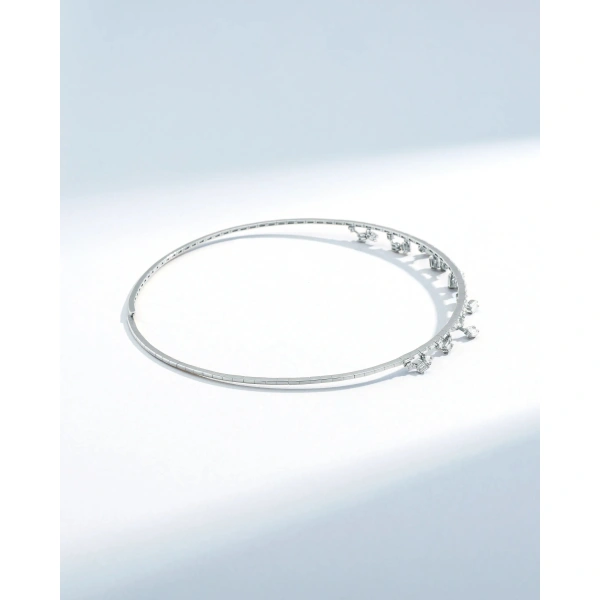 Suzanne Kalan Classic Diamond Thin Cascade Choker in 18K White Gold | Fine Necklaces | Coveti