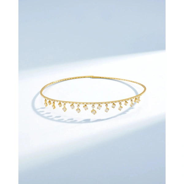 Suzanne Kalan Classic Diamond Thin Cascade Choker in 18K Yellow Gold | Fine Necklaces | Coveti