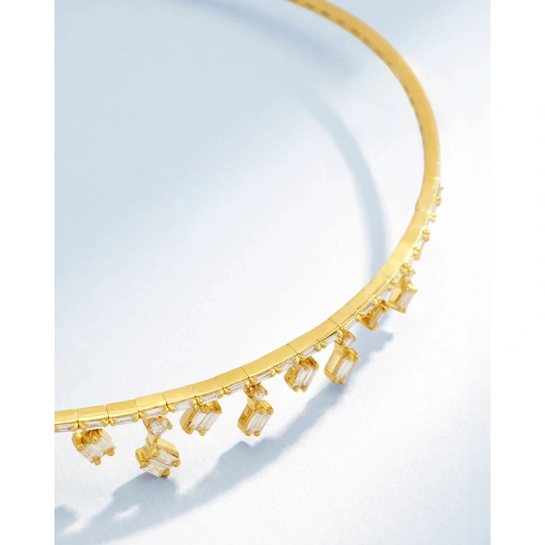 Suzanne Kalan Classic Diamond Thin Cascade Choker in 18K Yellow Gold | Fine Necklaces | Coveti
