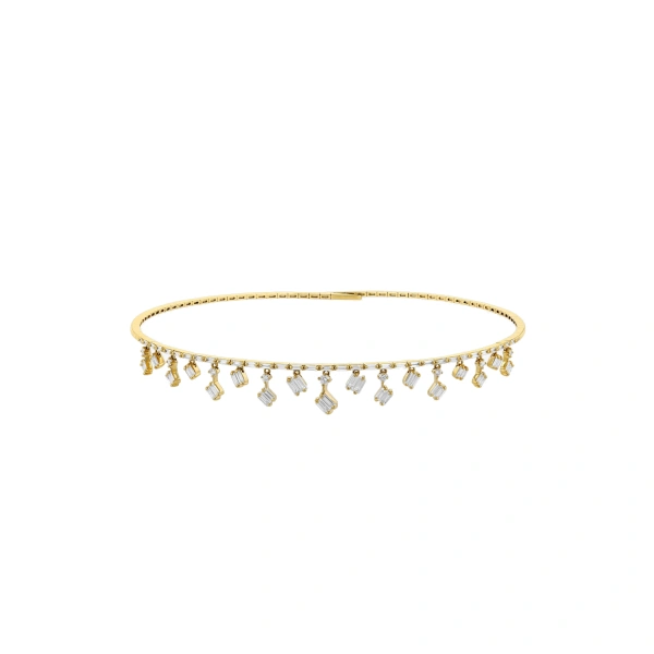 Suzanne Kalan Classic Diamond Thin Cascade Choker in 18K Yellow Gold | Fine Necklaces | Coveti