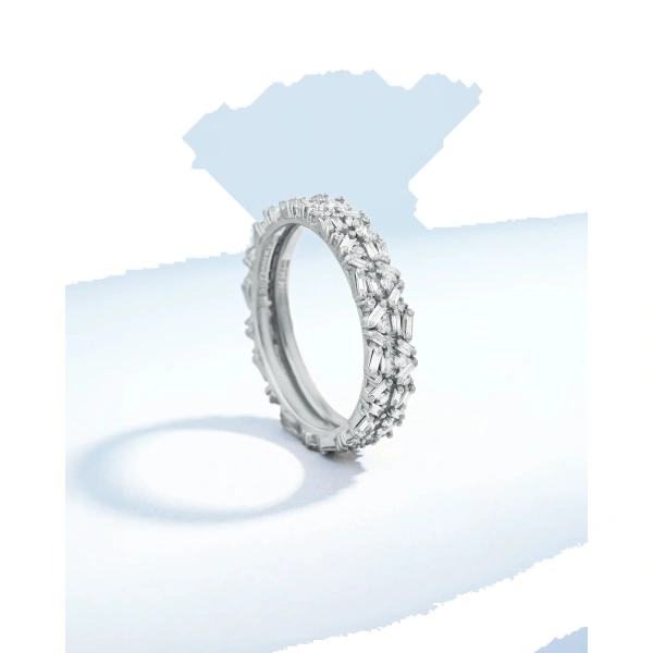 Classic Diamond Thin Mix Eternity Ring Jackets in 18K White Gold