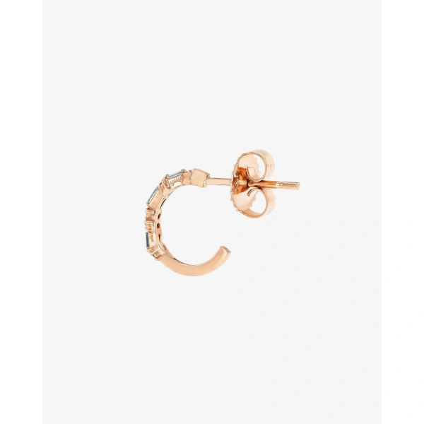 Suzanne Kalan Classic Diamond Thin Mix Mini Hoops in 18K Rose Gold | Fine Earrings | Coveti