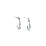 Suzanne Kalan Classic Diamond Thin Mix Mini Hoops in 18K White Gold | Fine Earrings | Coveti