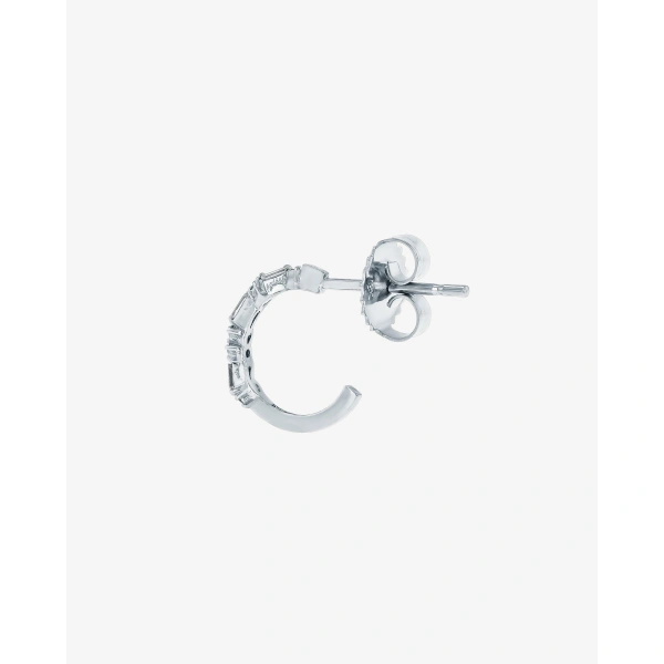 Suzanne Kalan Classic Diamond Thin Mix Mini Hoops in 18K White Gold | Fine Earrings | Coveti