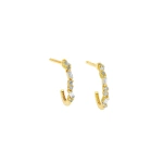 Suzanne Kalan Classic Diamond Thin Mix Mini Hoops in 18K Yellow Gold | Fine Earrings | Coveti