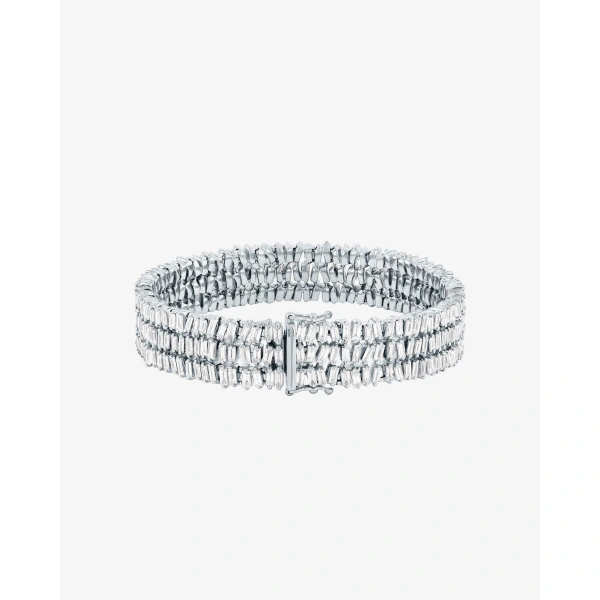 Suzanne Kalan Classic Diamond Triple Row Tennis Bracelet in 18K White Gold | Fine Bracelets | Coveti