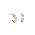 Suzanne Kalan Classic Diamond ZigZag Mini Hoops in 18K Rose Gold | Fine Earrings | Coveti