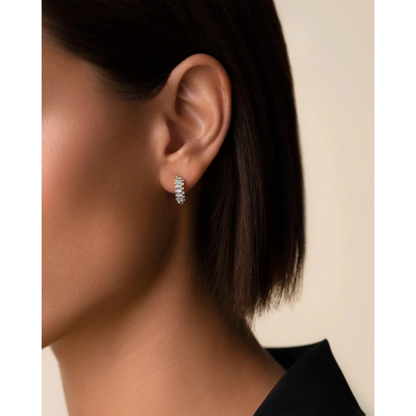 Suzanne Kalan Classic Diamond ZigZag Mini Hoops in 18K Rose Gold | Fine Earrings | Coveti