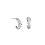 Suzanne Kalan Classic Diamond ZigZag Mini Hoops in 18K White Gold | Fine Earrings | Coveti