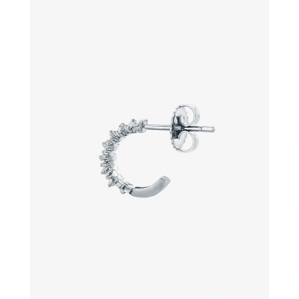 Suzanne Kalan Classic Diamond ZigZag Mini Hoops in 18K White Gold | Fine Earrings | Coveti