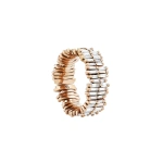 Suzanne Kalan Classic Gold Full Baguette Diamond Midi Band in 18K Rose Gold | Fine Rings | Coveti