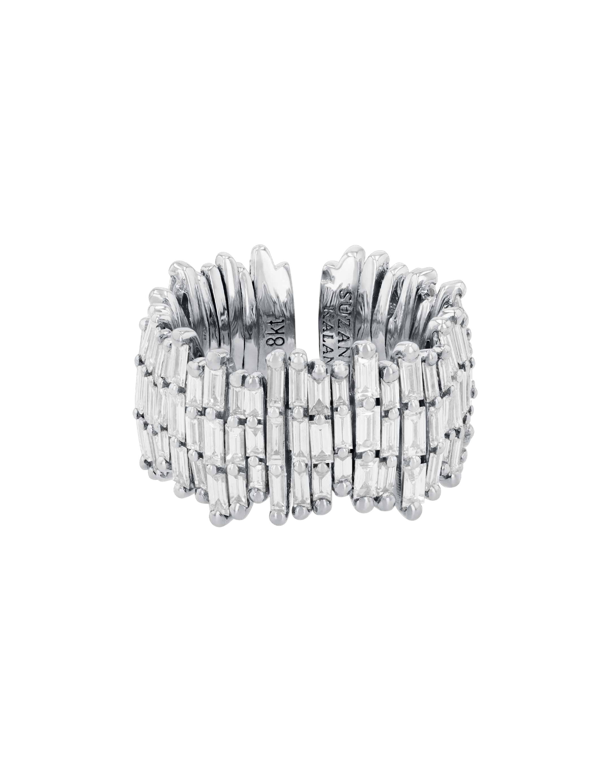 Suzanne Kalan Classic Gold Full Baguette Diamond Milli Band in 18K White Gold, Ref. BAR676-WGX Suzanne Kalan Classic Gold Full Baguette Diamond Milli Band in 18K White Gold, Ref. BAR676-WGX | Fine Rings | Coveti
