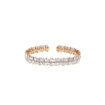 Suzanne Kalan Classic Gold Full Baguette Midi Bangle in 18K Rose Gold | Fine Bracelets | Coveti