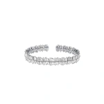 Suzanne Kalan Classic Gold Full Baguette Midi Bangle in 18K White Gold | Fine Bracelets | Coveti