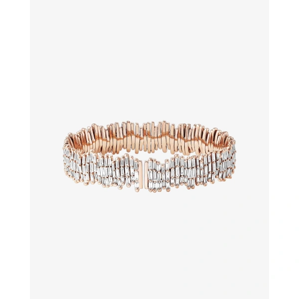Suzanne Kalan Classic Gold Full Baguette Milli Bangle in 18K Rose Gold, Ref. AKB209-RG | Fine Bracelets | Coveti