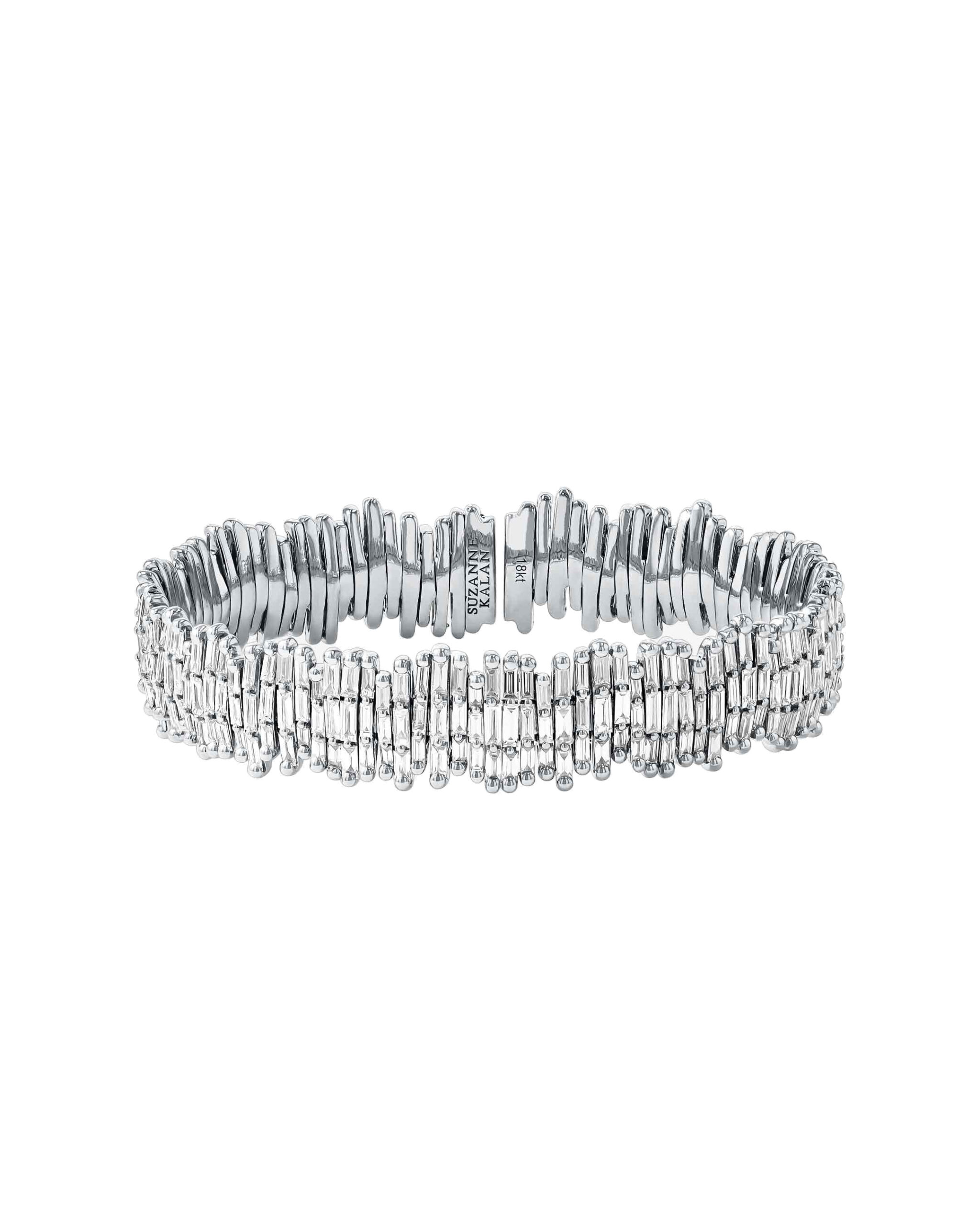 Suzanne Kalan Classic Gold Full Baguette Milli Bangle in 18K White Gold, Ref. AKB209-WG Suzanne Kalan Classic Gold Full Baguette Milli Bangle in 18K White Gold, Ref. AKB209-WG | Fine Bracelets | Coveti
