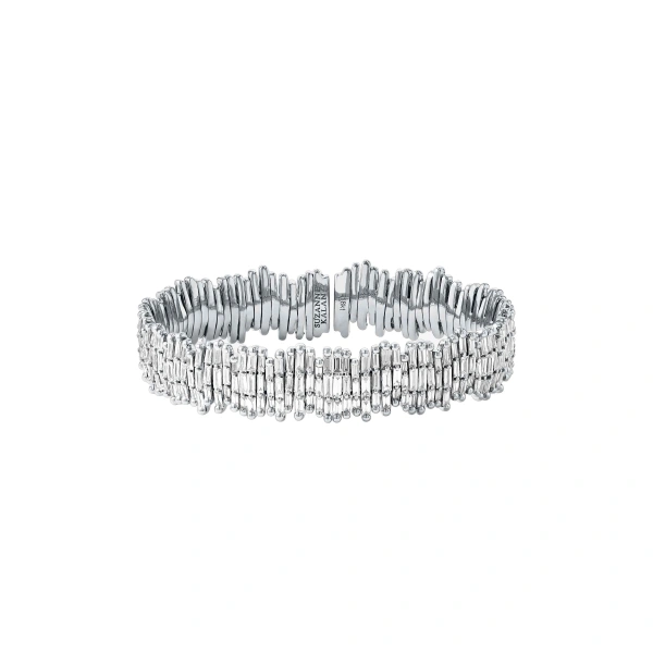 Classic Gold Full Baguette Milli Bangle in 18K White Gold, Ref. AKB209-WGX