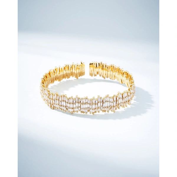 Suzanne Kalan Classic Gold Full Baguette Milli Bangle in 18K Yellow Gold, Ref. AKB209-YG | Fine Bracelets | Coveti