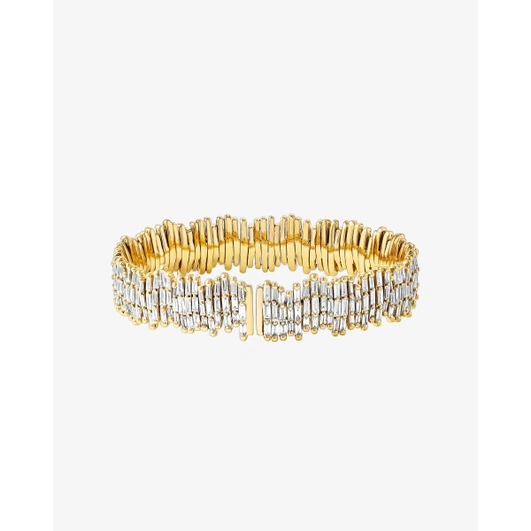 Suzanne Kalan Classic Gold Full Baguette Milli Bangle in 18K Yellow Gold, Ref. AKB209-YG | Fine Bracelets | Coveti