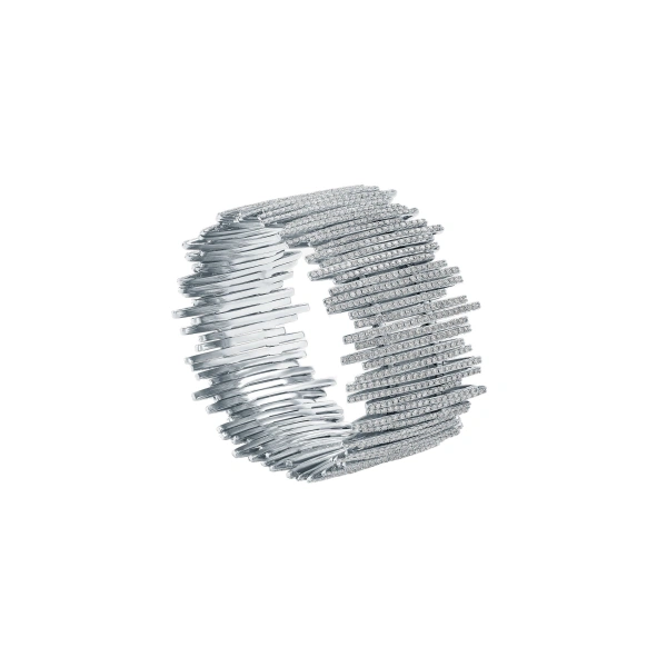 Suzanne Kalan Classic Gold Full Pave Cuff in 18K White Gold | Fine Bracelets | Coveti