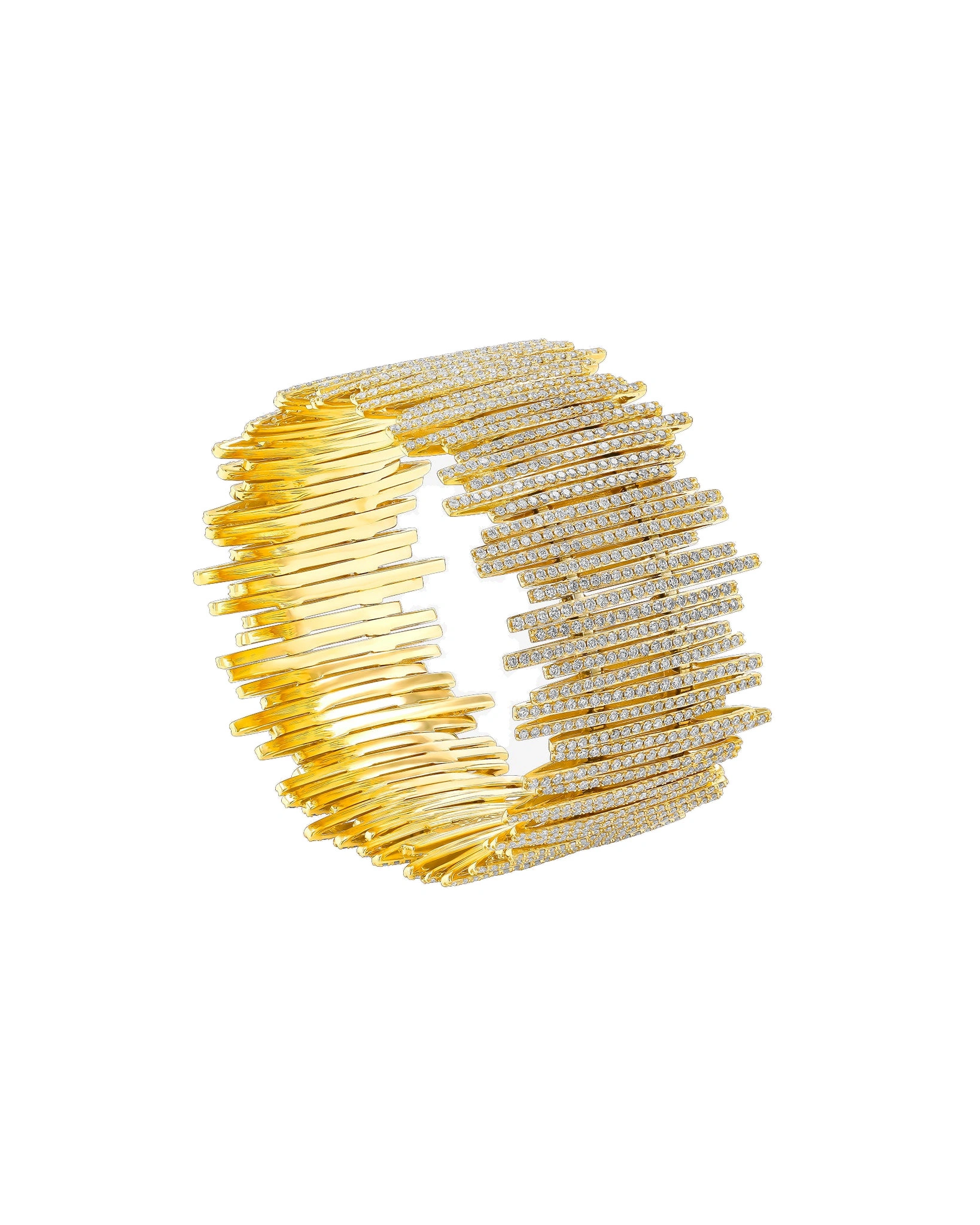 Suzanne Kalan Classic Gold Full Pave Cuff in 18K Yellow Gold Suzanne Kalan Classic Gold Full Pave Cuff in 18K Yellow Gold | Fine Bracelets | Coveti