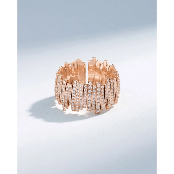Suzanne Kalan Classic Gold Full Pave Diamond Milli Band in 18K Rose Gold | Fine Rings | Coveti