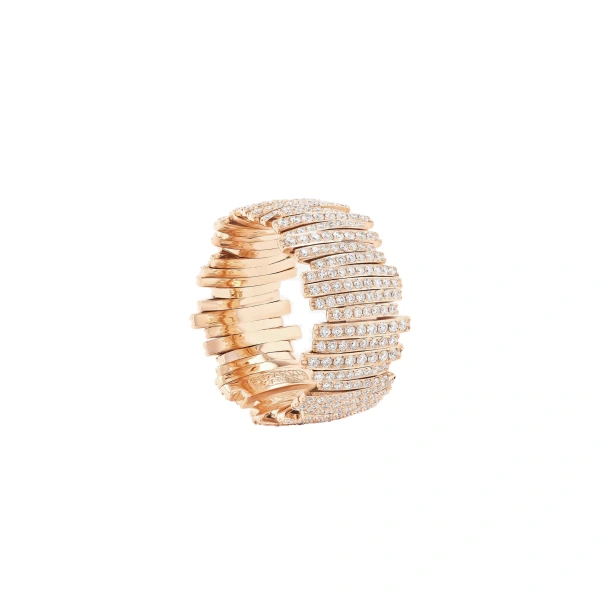 Suzanne Kalan Classic Gold Full Pave Diamond Milli Band in 18K Rose Gold | Fine Rings | Coveti