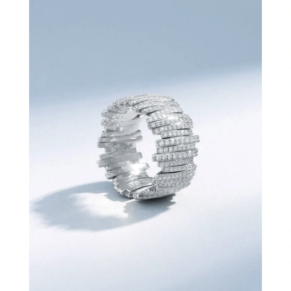 Suzanne Kalan Classic Gold Full Pave Diamond Milli Band in 18K White Gold | Fine Rings | Coveti