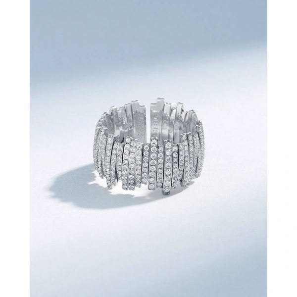 Suzanne Kalan Classic Gold Full Pave Diamond Milli Band in 18K White Gold | Fine Rings | Coveti
